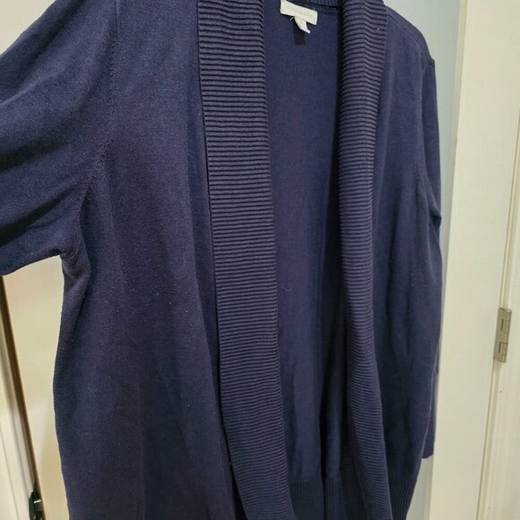 Charter Club Open Front Sweater Cardigan – Women’s Plus 2X Navy Blue - Picture 2 of 8